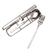라온누리 아동용 올스텐 무소음 수저통 포크 세트 곰돌이, 단일, 숟가락 + 포크 + 케이스