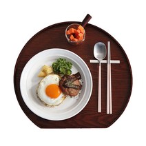르리에 옻칠 반달 우드 트레이, 다크브라운