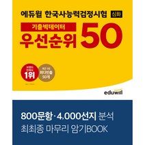 에듀윌 한국사능력검정시험 심화 기출빅데이터 우선순위 50:최근 3개년 최다빈출 50개