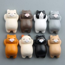 모모 낮잠 고양이 마그네틱 냉장고 자석 8종 세트, 살색, 검은색, 갈색, 흰색
