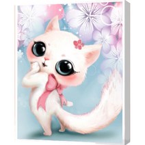 아동용 캔버스형 보석십자수 DIY 세트 25 x 30 cm, 고양이1, 1세트