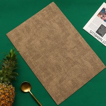 키친어썸 가죽 사각 식탁매트 2p, 라이트브라운, 43 x 30 cm