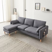 리빙힙 라무어 아쿠아텍스 패브릭 모듈형 카우치 2~3인용 소파 방문설치, 다크 그레이