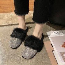 여성용 판치수 겨울 털 슬리퍼