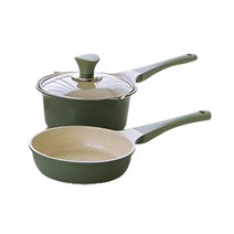 해피램 인덕션 냄비 + 후라이팬 세트 16cm, 올리브, 냄비 + 후라이팬 + 뚜껑