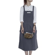 으네야 허리 주름 코튼 앞치마, 차콜, 1개