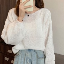 메이첼 여성용 입술넥 비비드 컬러 루즈핏 니트 티셔츠 00281