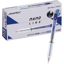 자바펜 0.3 나노라인 볼펜 파랑 0.3mm 12p, 혼합색상, 1개