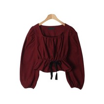 시크블랙 로테틸 퍼프 스퀘어 리본 블라우스 BL4331K1A