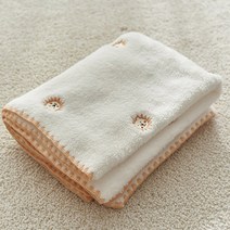 데코뷰 쁘띠라이언 자수 보송 블랭킷, 아이보리 + 옐로우