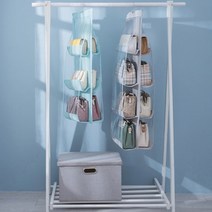 빌리네집 파스텔톤 양면 가방걸이 보관 3단, 1개, 블루