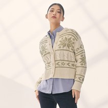 미쏘 여성용 라운드 페어아일 크롭 가디건