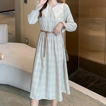 페이퍼먼츠 복고풍 격자 무늬 허리 벨트 슬리밍 원피스 01101