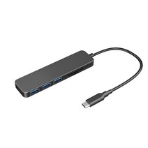 만듦 메모리카드 리더 3포트 USB 3.1 Gen1 허브 Type-C 20cm, 블랙