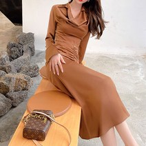 비비에모 셔링 주름 머메이드 스커트 카라 셔츠 투피스 세트 00757