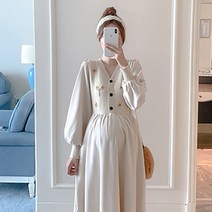 민성컴퍼니 V넥 슬림 니트 스티칭 임부원피스