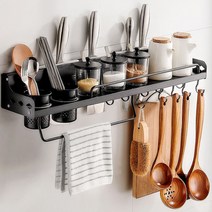 또죠 주방선반 조리도구 거치대 국자 걸이 70cm, 블랙, 1개