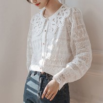 페이퍼먼츠 펀칭카라넥 올 레이스 라운드넥 블라우스 01469