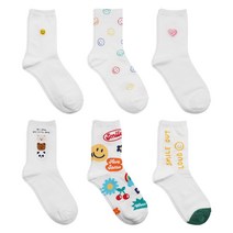 삭스팝 여성용 컬러 패션 양말 6켤레 세트