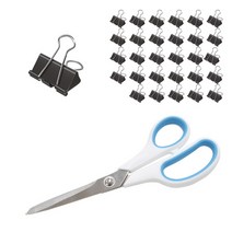 화신 더블클립 블랙 대 30p + 사무용 투톤 가위 대, 1세트