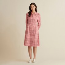 DAKS ESSENTIAL 하우스체크 면혼방 셔츠형 원피스 DLDR2BE11P3