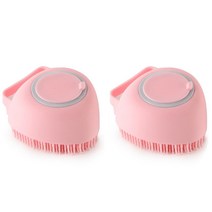 펫코노미 반려동물 실리콘 스크럽 샤워 브러쉬, 핑크, 2개