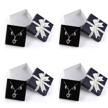 더깔끔 보석 보관 선물 상자, 네이비 + 화이트, 4개