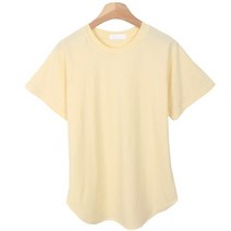 여성용 무지 라운드 컬러 반팔 티셔츠 T9408K24