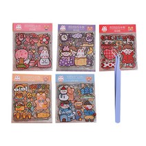 만화스티커 5종 x 20p + 핀셋 세트, 혼합색상(스티커), 랜덤발송(핀셋), 1세트
