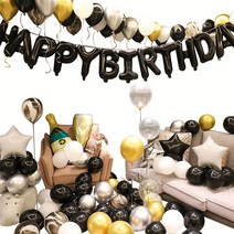 리빙토픽 생일 축하 파티 풍선 세트, 블랙, 1세트