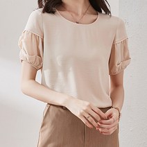 아뗄릭 소매주름 반팔 블라우스 00896