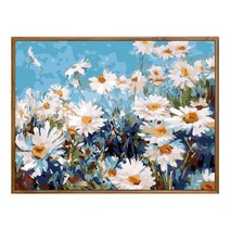 순잠 깜찍 모던 수채화 유채화 개릭터 그림그리기 DIY 세트 40 x 50 x 2.5 cm, 17 화이트 플라워 스카이