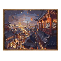 순잠 깜찍 모던 수채화 유채화 캐릭터 그림그리기 DIY 세트 40 x 50 x 2.5 cm, 1 등불축제