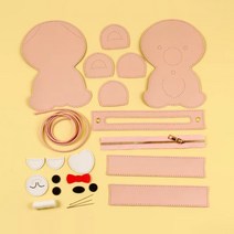 바이비드 Rogar 귀여운 곰돌이 봉제 크로스백 DIY 패키지, 핑크, 1세트