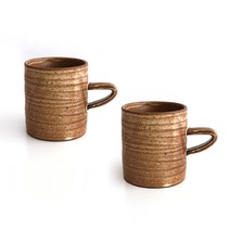 로코리빙 핸드메이드 담 시노유 물레 머그컵 400ml, 브라운, 2개