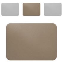 어나더 가죽 식탁매트 라운딩사각 리콰드로 4P, 코코아(앞) + 그레이(뒤), 30 x 45 cm