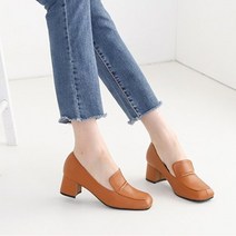 멜팅나인 여성용 TA 스퀘어토 민자 힐로퍼 통굽청키힐 5cm