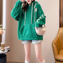 메이첼 굿 럭 루즈핏 빅 레터링 후드 티셔츠 01275