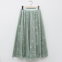 탱커스 허리 밴딩 페미닌 레이스 롱 스커트 TU3SK007L0