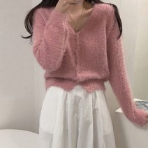 체리체리 여성용 포근 솔잎 니트 가디건