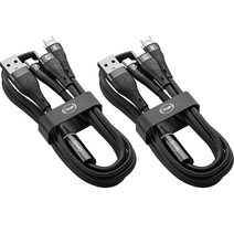 이츠라이프 브랜치 3 in 1 고속 충전케이블 2p, 1.2m, 블랙