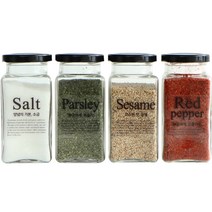 위띵크 유리 사각 양념통 세트, 양념통 250ml x 4p + 라벨링 스티커 9종, 1세트