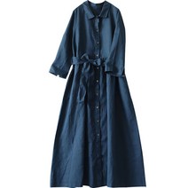 아이엠몽 여성용 심플한 데일리 카라넥 린넨 원피스 바바쇼