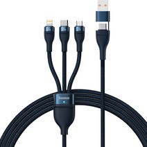 베이스어스 플래쉬시리즈2 2 for 3 고속 충전케이블 100W, 블루, 1.2m, 1개