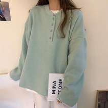 메이첼 가을 겨울 캐주얼 헨리넥 버튼 긴팔 니트 스웨터 01591