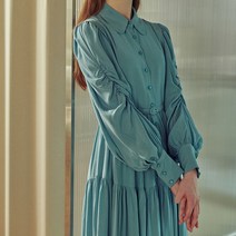 오앨 ROUND COLLAR SHIRRING DRESS