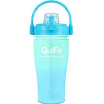 큐핏 헬스 트라이탄 레인보우 쉐이커보틀 Q11, 그린블루, 1L