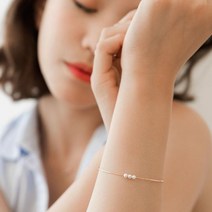 킨트주얼리 여성용 14K 트리플 진주 뱅글 팔찌