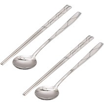 테이블아트 페블 수저 2벌 세트, 실버, 숟가락 2p + 젓가락 2p