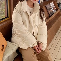 메이첼 여성용 후드 탈부착 데일리 캐주얼 숏 패딩 점퍼 01774